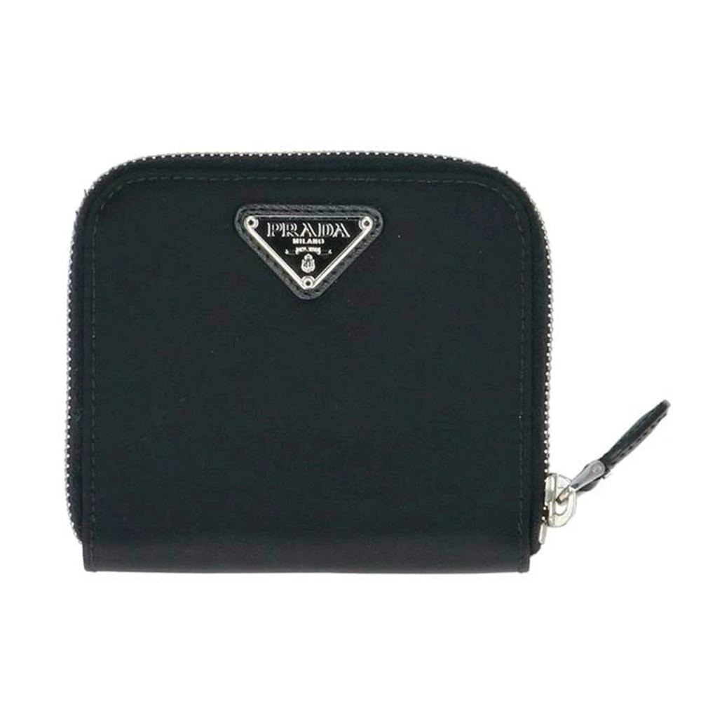 PRADA Tessuto Round Zipper Compact Wallet Nero Black